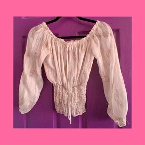 💐4/$10-Fashion Magazine  Off-Shoulder Smocked Waist Blouse